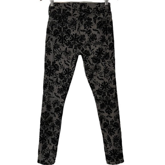 7 For All Mankind skinny in the floral flocked velvet dark denim jean. - Picture 6 of 6